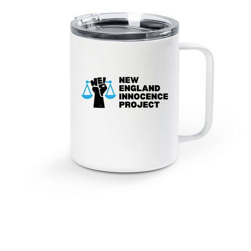 New England Innocence Project Travel Mug, a White Stainless Steel Travel Mug