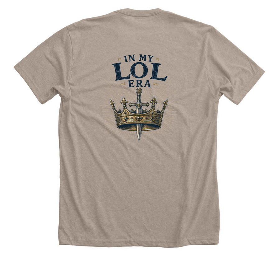 LOL Era- Ironwood, a Heather Stone Premium Unisex Tee (back-view)