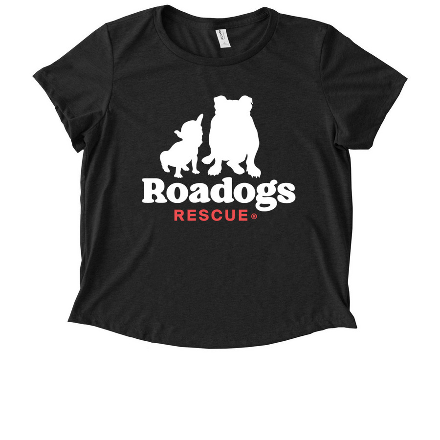 Roadogs and Rescue Logo (White), a Space Black Allmade Eco Triblend Women?s Scoop Neck Tee