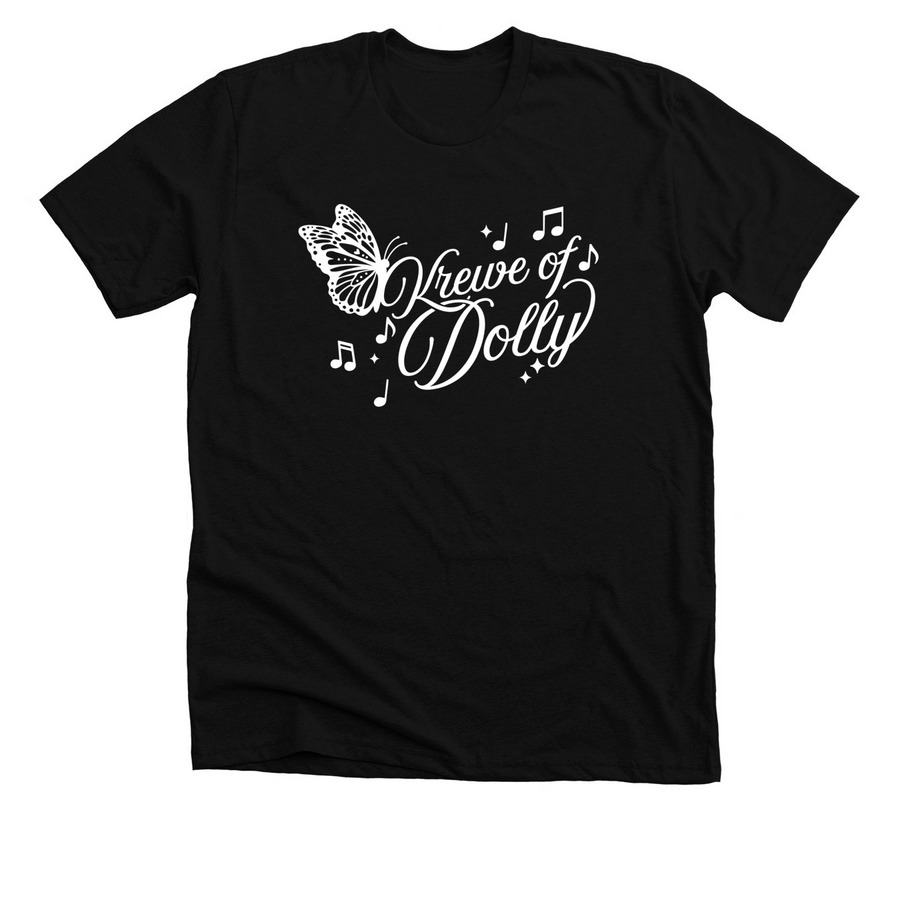 Krewe of Dolly White Logo Adult and Child, a Solid Black Blend Premium Unisex Tee