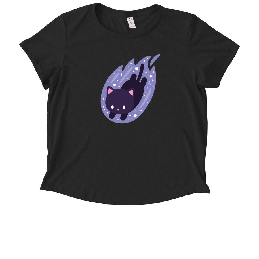 Comet Cat, a Deep Black Allmade Eco Triblend Women?s Scoop Neck Tee