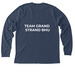 2026 AFSP BHU, a Heather Navy Premium Long Sleeve Tee (back-view)