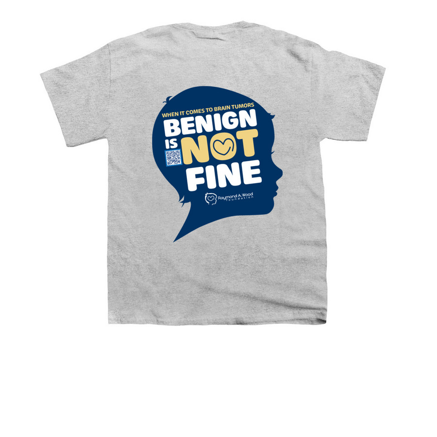Benign is Not Fine (Logo Back), a Sport Grey Youth Unisex Tee (back-view)