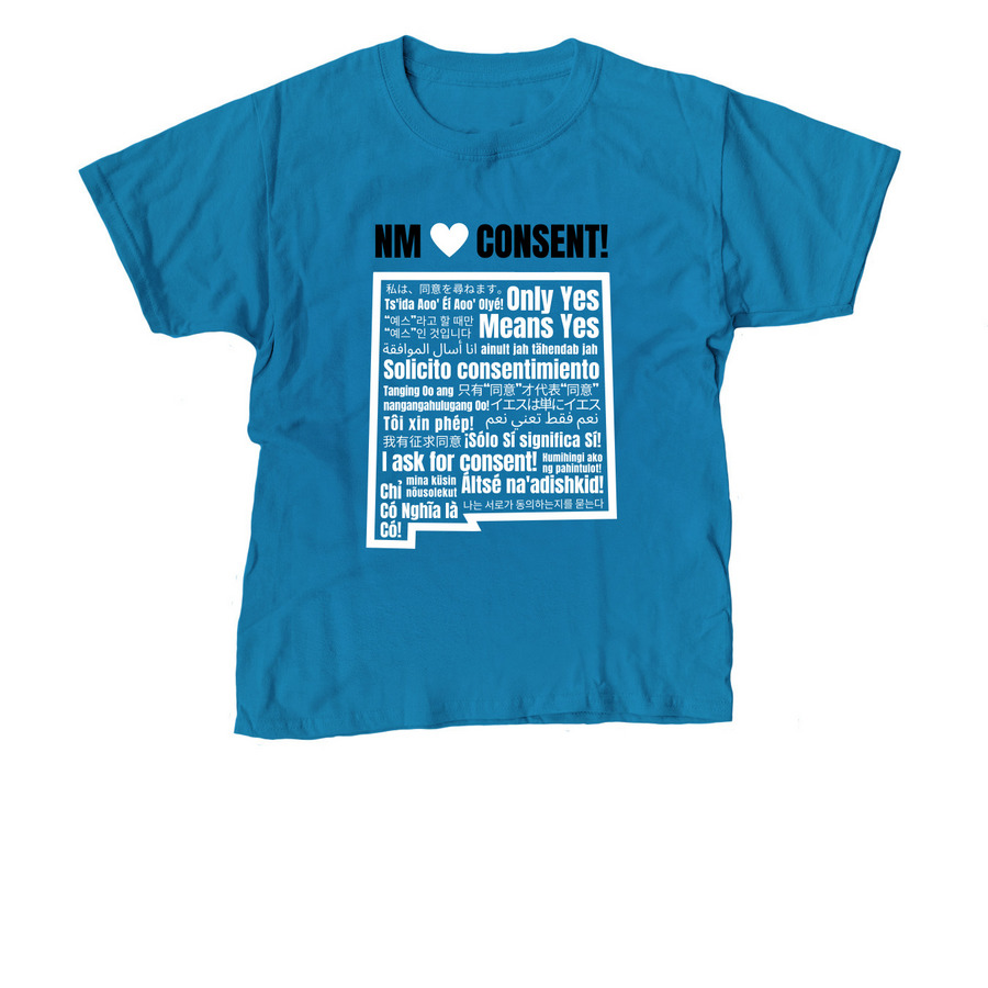 NM Loves Consent! Teal, a Sapphire Youth Unisex Tee