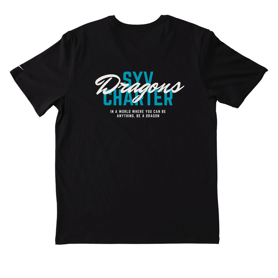 Charter athleisure classic, a Black Nike Dri-FIT Jersey Blend Performance Tee (back-view)