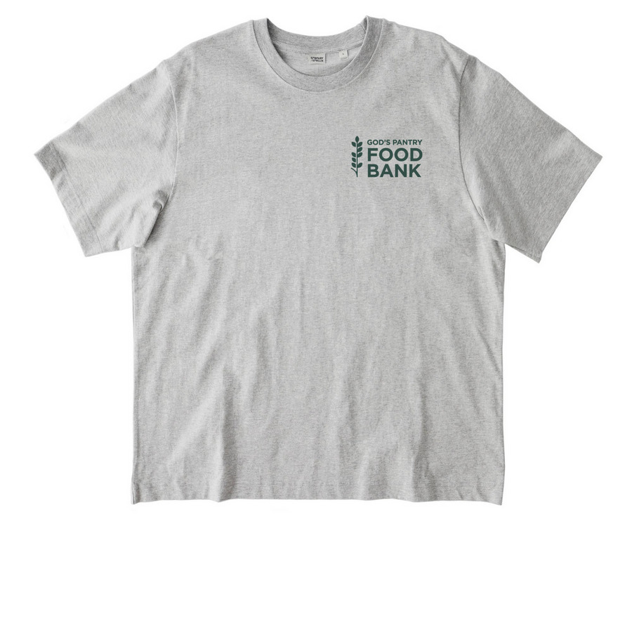 Sharing Thanksgiving Basket Brigade 2026, a Cool Heather Grey Stanley/Stella Unisex Freestyler Heavyweight Tee