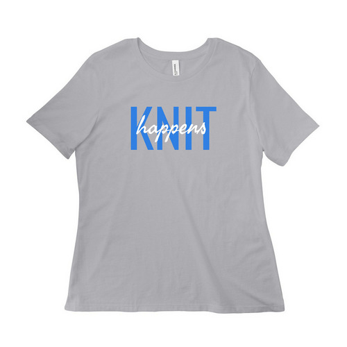 Knit Happens, a Solid Athletic Grey Women?s Relaxed Cotton Tee