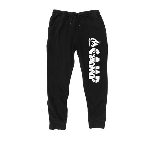 Sweatpants! - White Print, a Black Midweight Fleece Joggers