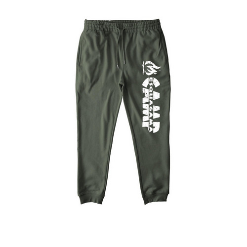 Sweatpants! - White Print, a Khaki Green Stanley/Stella Unisex Flyer Jogger