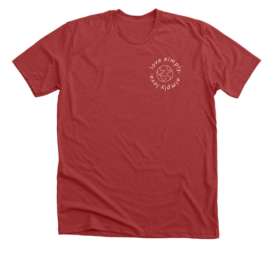 Change the world with love, a Heather Canvas Red Premium Unisex Tee