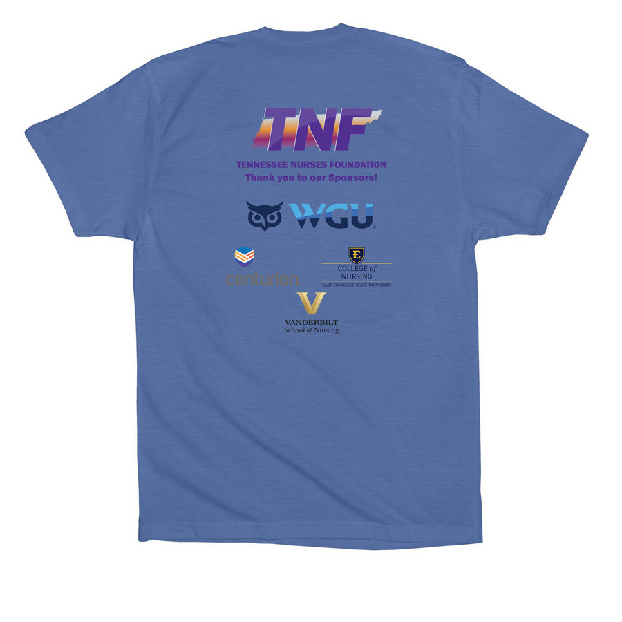 Nurses Run Tennessee: Commemorative T-Shirt, a Columbia Blue Premium Cotton Tee (back-view)