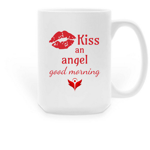 Kiss an Angel, a White Large Coffee Mug