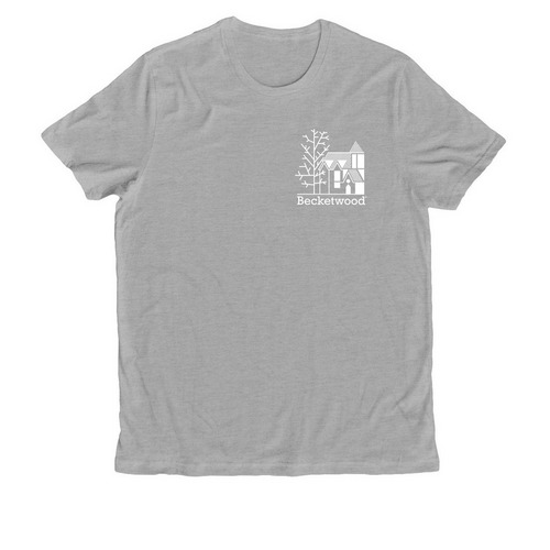 40-Year Logo on Back / BW Logo On Front, a Granite Grey Heather Allmade Organic Cotton Unisex Tee