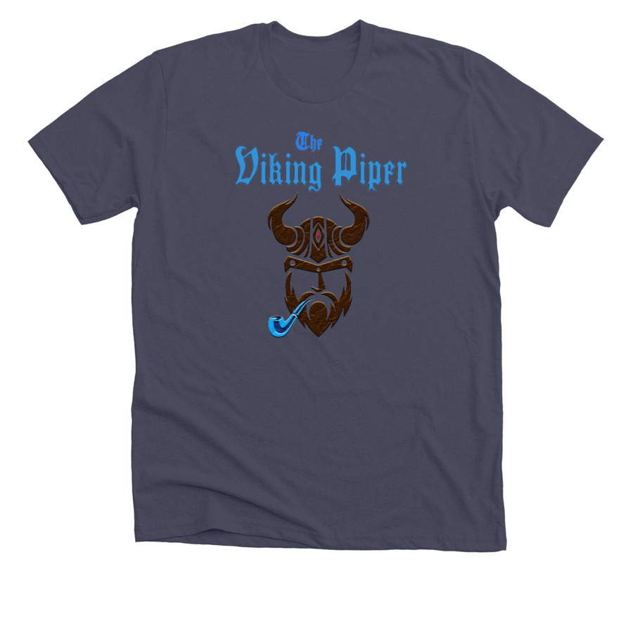 The Viking Piper's Classic Blue, a Heather Midnight Navy Premium Unisex Tee