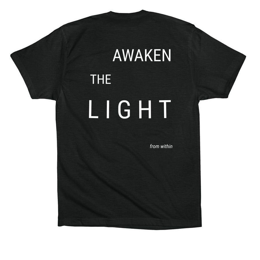 Awaken The Light, a Vintage Black Premium Cotton Tee (back-view)