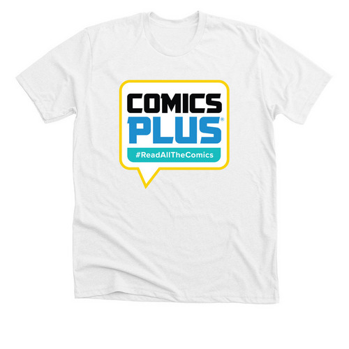 Comics Plus, a Solid White Blend Premium Unisex Tee