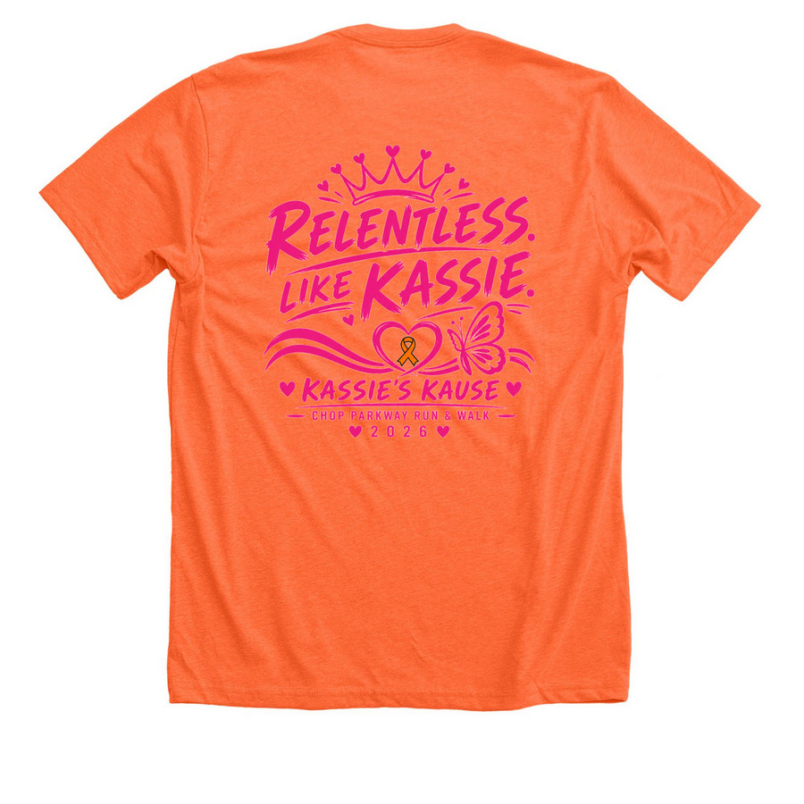 Kassie?s Kause&nbsp;, a Heather Orange Premium Unisex Tee (back-view)