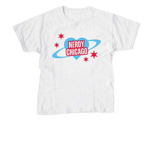 Nerdy Chicago, a White Youth Unisex Tee
