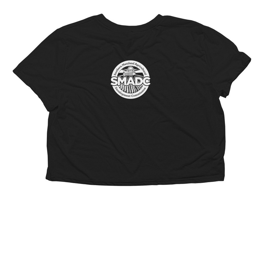 Crop Top, a Black Women?s Flowy Cropped Tee (back-view)