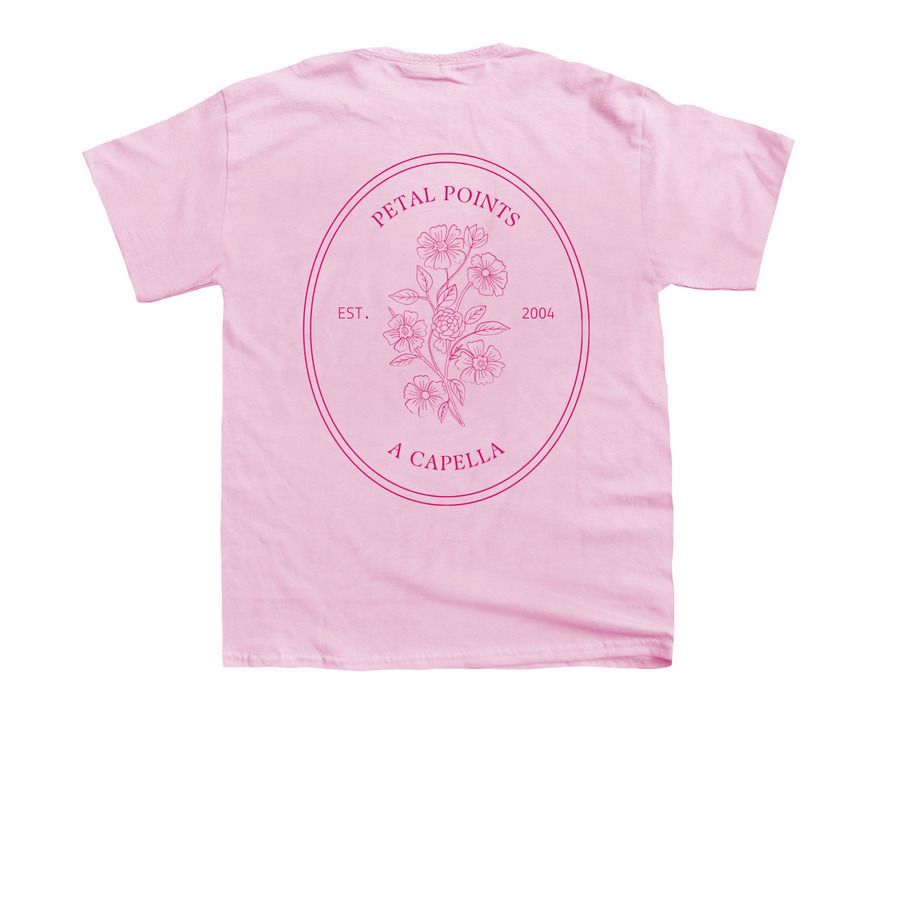Petal Points Merch, a Light Pink Youth Unisex Tee (back-view)