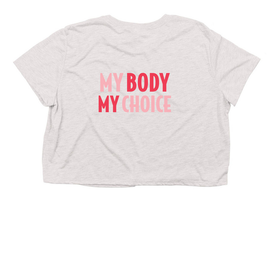 NoBODY Asked You (Fundraiser), a Heather Dust Women?s Flowy Cropped Tee (back-view)