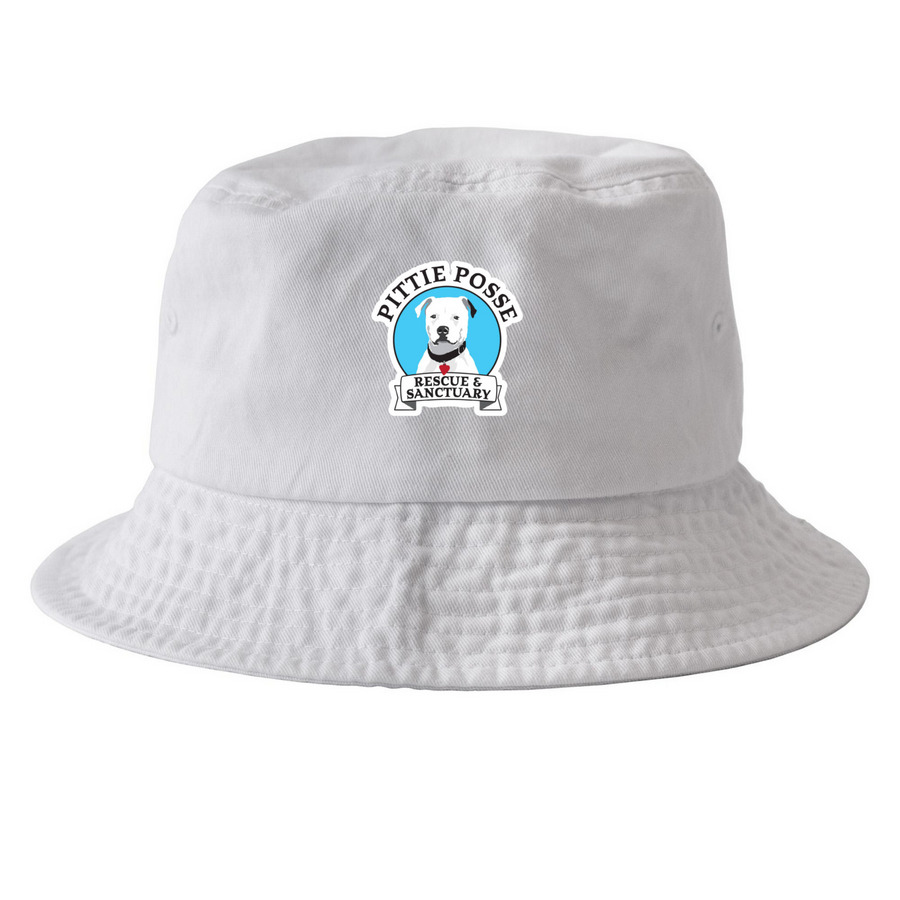 Hats | Pittie Posse Merch, a White Printed Bucket Hat