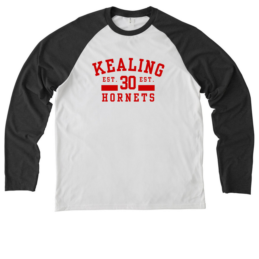 Baseball Tee, a Space Black/ Bright White Allmade Eco Triblend Colorblock Raglan Long Sleeve Tee