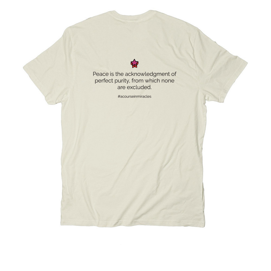 Teach Peace Apparel Collection, a White Sand Allmade Organic Cotton Unisex Tee (back-view)