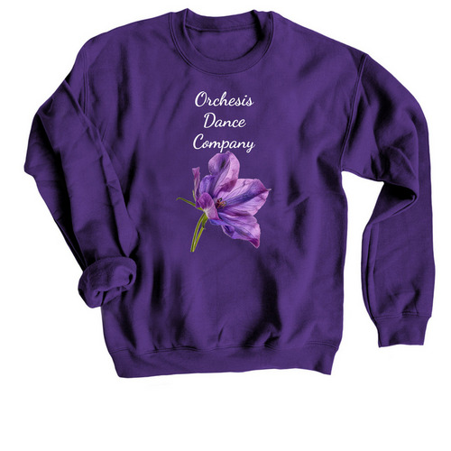 Orchesis Dance Company Flower, a Purple Crewneck Sweatshirt