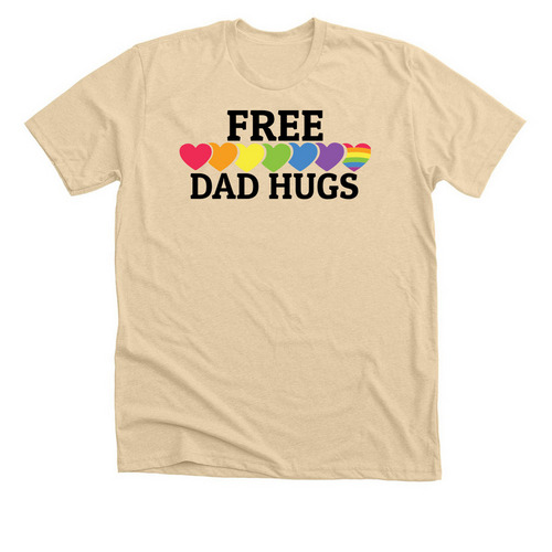 Free Dad Hugs, a Heather Soft Cream Premium Unisex Tee