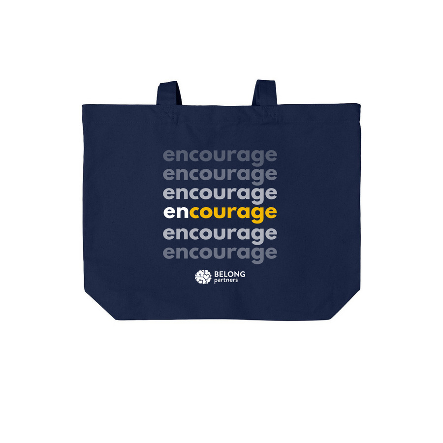 EnCOURAGE tote, a River Blue Navy Cotton Canvas Tote Bag