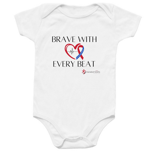 Brave With Every Beat Onesie, a White Infant Onesie