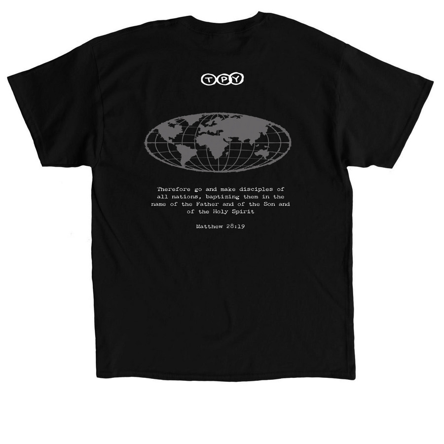 All Nations, a Black Classic Unisex Tee (back-view)