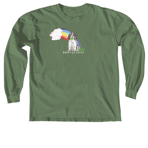 Happy Go Lucky, a Hemp Comfort Colors Long Sleeve Tee