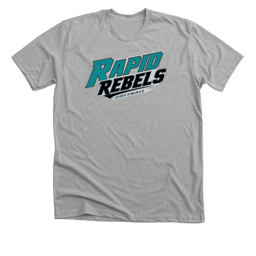 Rapid Rebels word Logo, a Athletic Heather Premium Unisex Tee