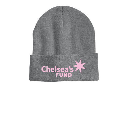 CF Beanie, a Dark Heather Grey Printed Cuffed Beanie