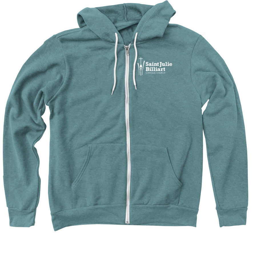 St. Julie Merch, a Heather Deep Teal Zip Up Hoodie