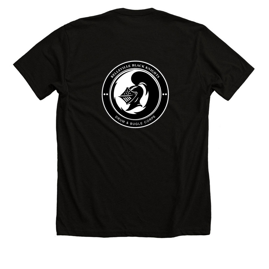 Black Knights Large Logo T-Shirt, a Solid Black Blend Premium Unisex Tee (back-view)
