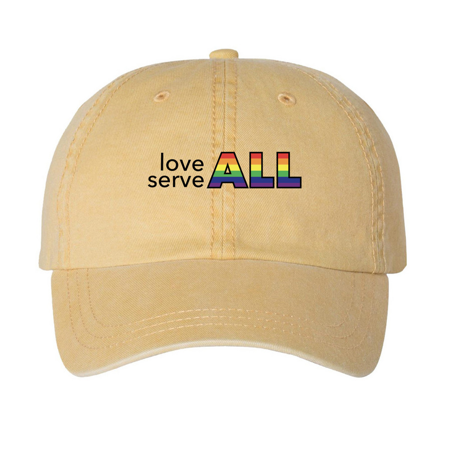 Pride Hats, a Mustard Printed Pigment Dye Baseball Cap