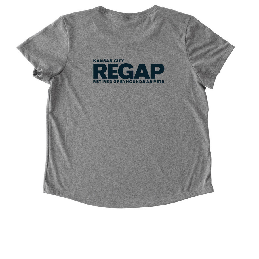 KCREGAP Teal logo short sleeves, a Aluminum Grey Allmade Eco Triblend Women?s Scoop Neck Tee (back-view)