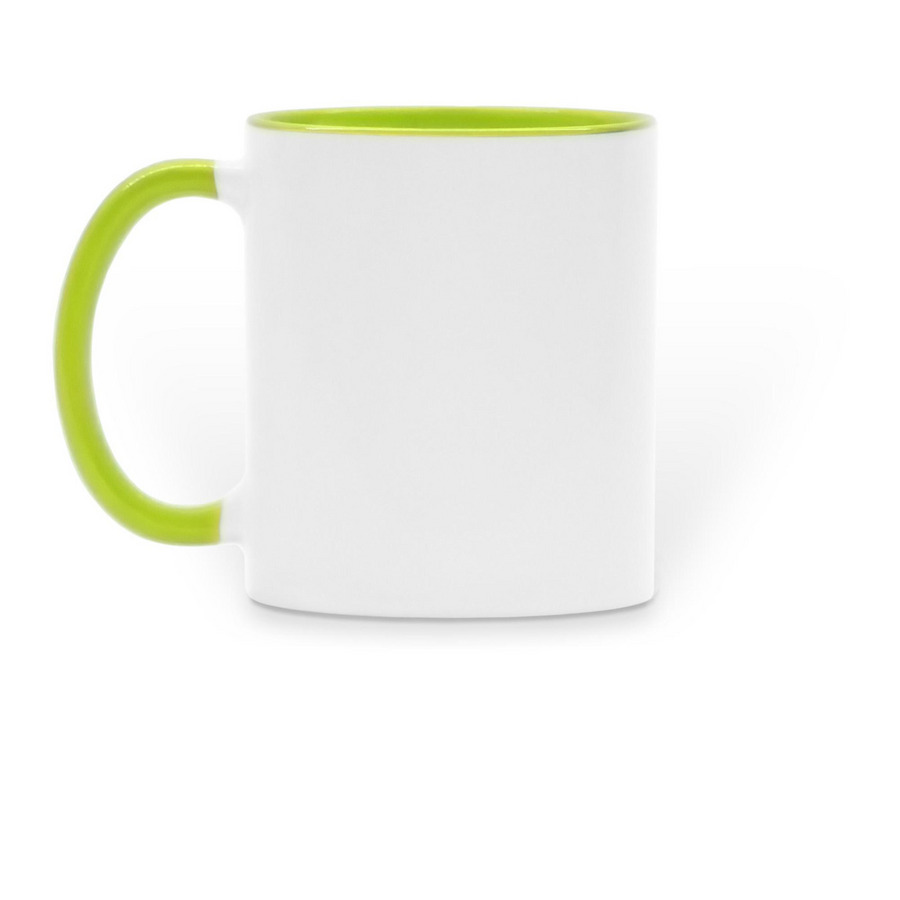 Silly Lily in a Mug on a Mug, a Green Two-Tone Ceramic Mug (back-view)