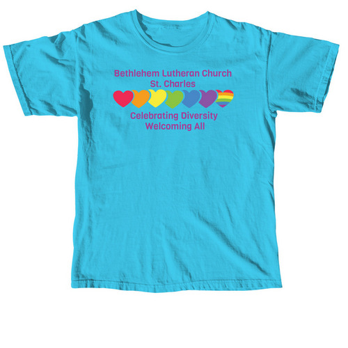 BLC Celebrating Diversity Welcoming All, a Lagoon Blue Comfort Colors Unisex Tee