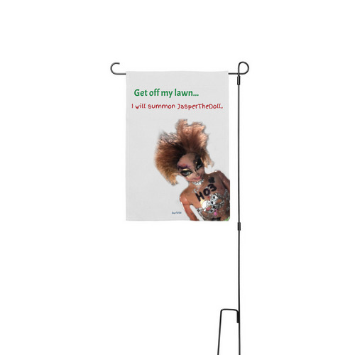 Get off my lawn Flag, a White 12" x 18" Yard Flag with Stake