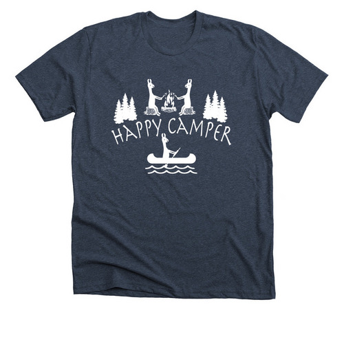 Happy Camper Llamas 2023, a Heather Midnight Navy Premium Unisex Tee