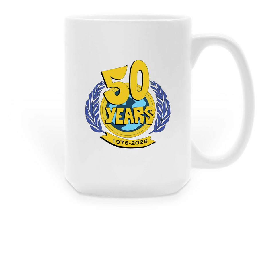 Mugs: 50th Birthday, a White Large Coffee Mug