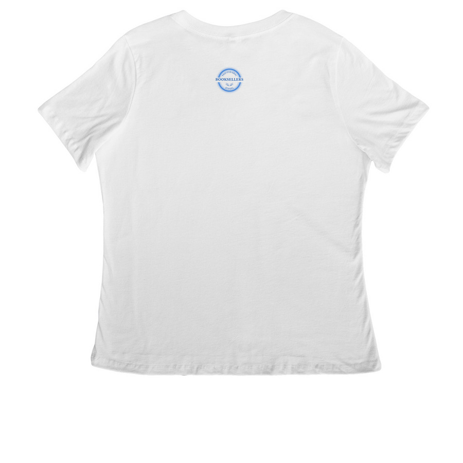 Read to Your Creatures, a White Women's Relaxed V-Neck Tee (back-view)