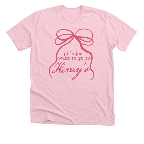 Henry's Books, a Heather Pink Premium Unisex Tee