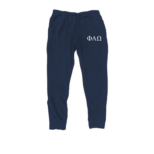 Basic Letter Sweats, a Classic Navy Midweight Fleece Joggers
