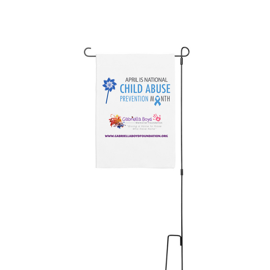 April is Child Abuse Prevention Month&nbsp;, a White 12" x 18" Yard Flag with Stake