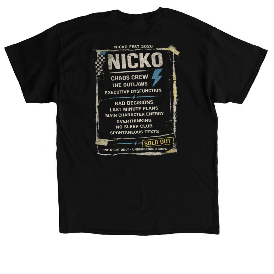NICKOFEST 2026, a Black Classic Unisex Tee (back-view)